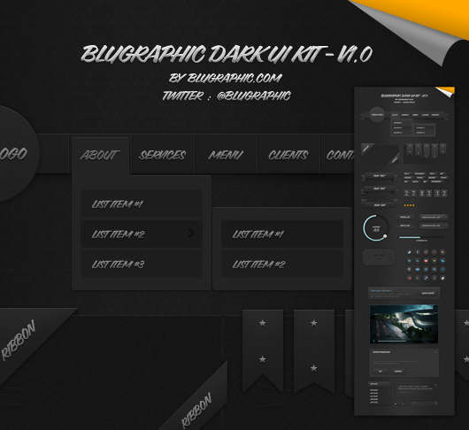 Blugraphic Dark Ui Kit V1.0 (Psd)