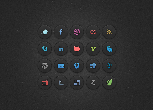 20 Dark Social Media Icons (Psd)