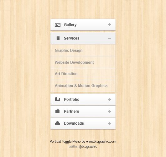 Vertical Toggle Accordion Menu (Psd)