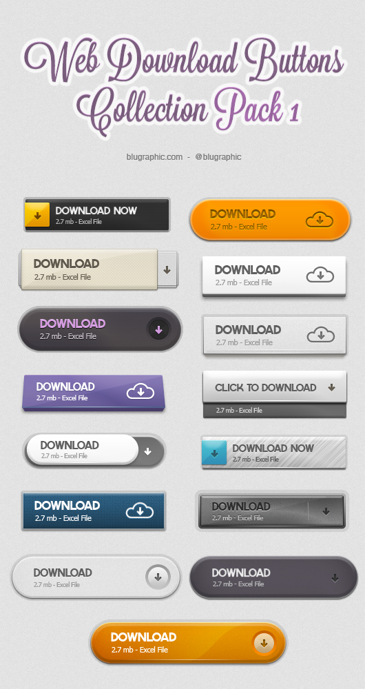 Web Download Psd Buttons Collection – Pack 1