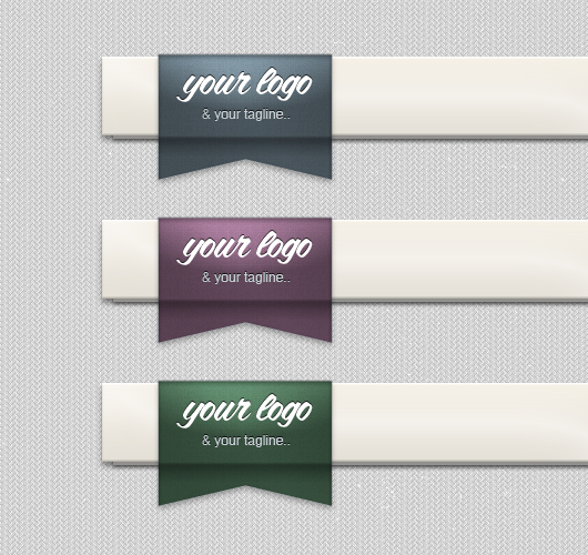 Tucked Ribbon for Header Logo Placement (Psd)