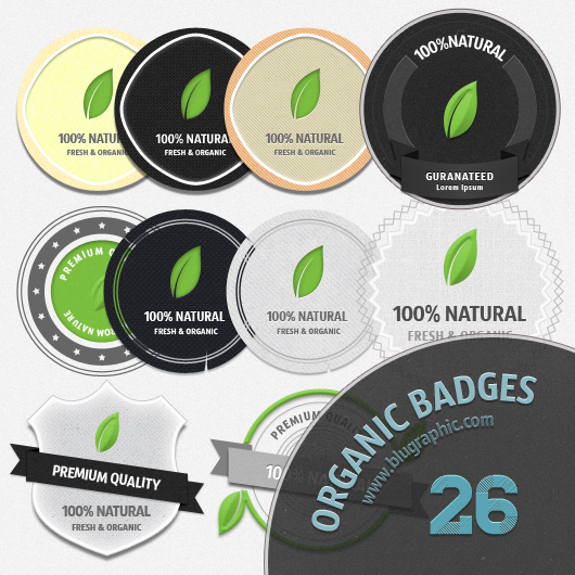Fresh Organic Badges (PSD)
