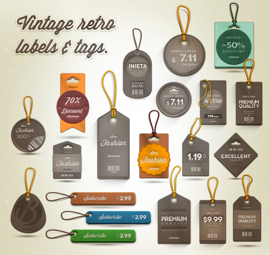 Vintage Retro Labels (Psd)