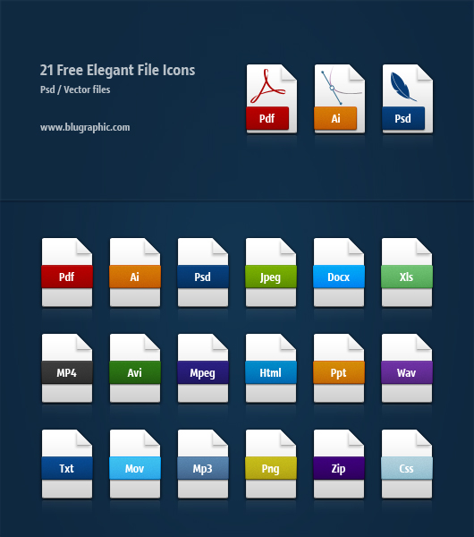 Elegant File Icons (Psd / Vector / Png)