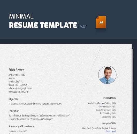 Minimal Resume Template V.01 (Illustrator)