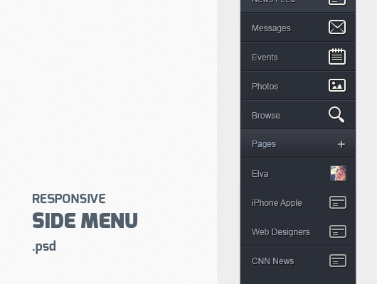 Responsive Side Toggle Menu (Psd)