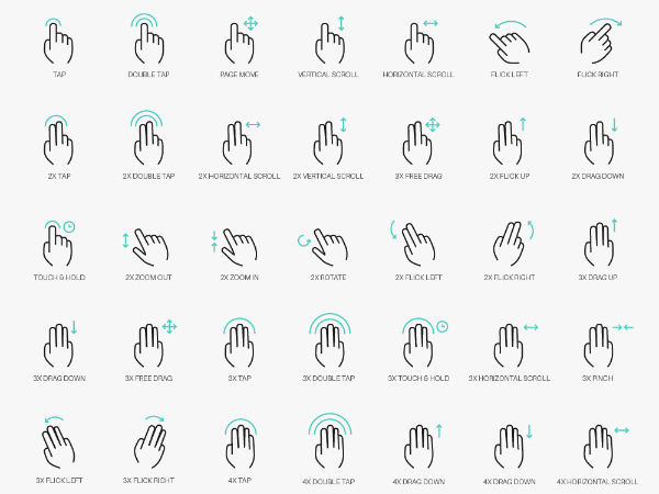 free vector psd gesture icons