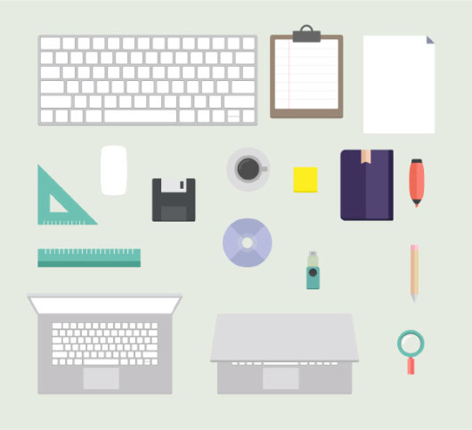 Flat desk office vector download
