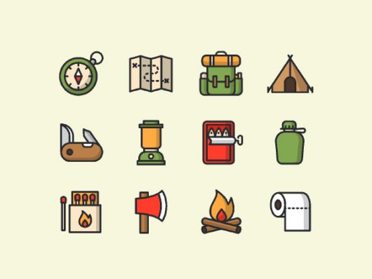 Vector Line Camping Icons Vector Line Camping Icons