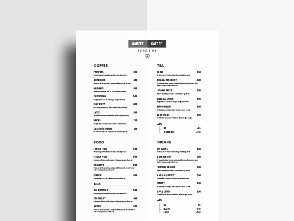 restaurant menu template