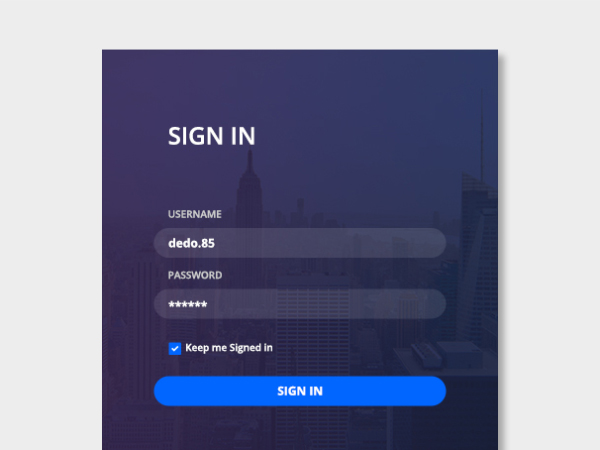 sign in app widget psd