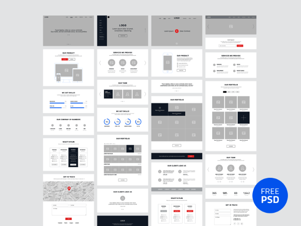 wireframes psd kit