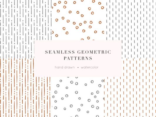 6 Geometric Patterns with Hand Painted Water-colour Elements 6 Geometric Patterns with Hand Painted Water-colour Elements