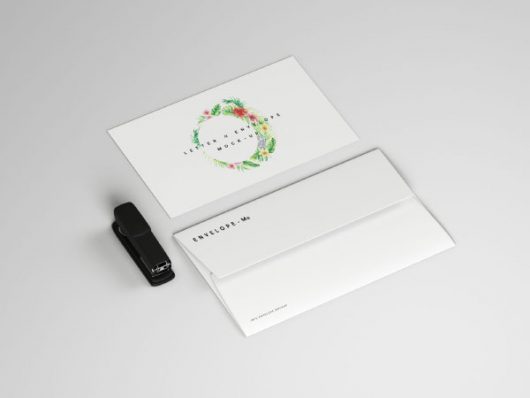 Letter with Envelope Mockup – PSD