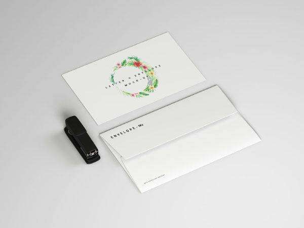 Letter with Envelope Mockup PSD