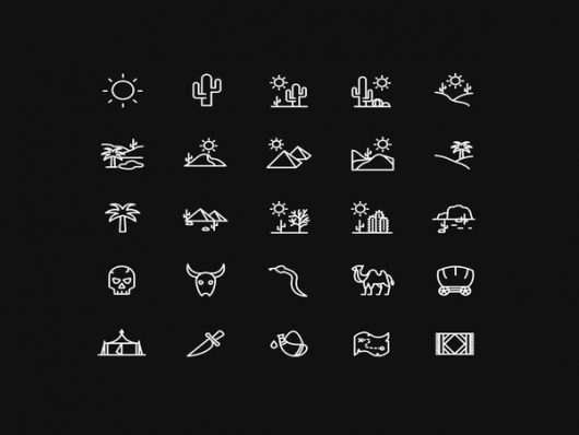 Desert Line Vector Icons