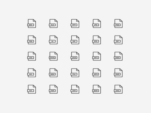 Ultimate File Format Vector Line Icons