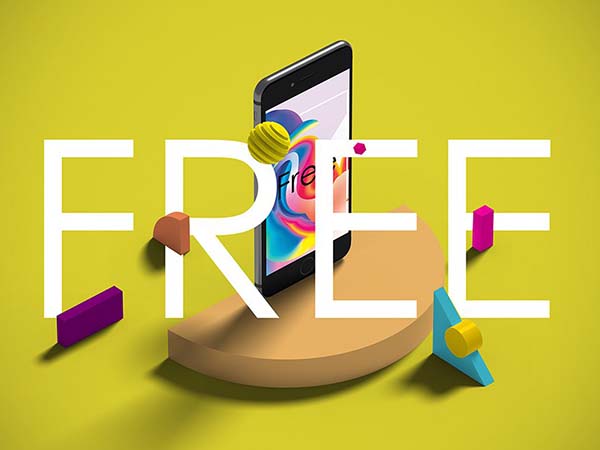 Free Isometric iPhone Mockup