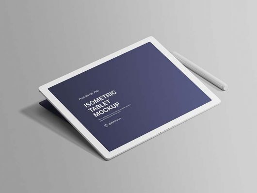 Free Isometric Tablet Mockup Download