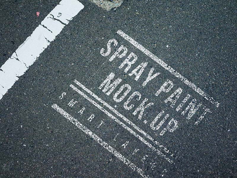 Free Spray Paint on Road Mockup