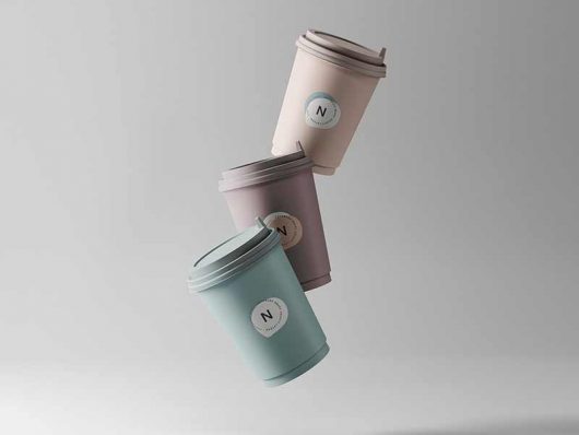 3 Coffee Cups Mockup