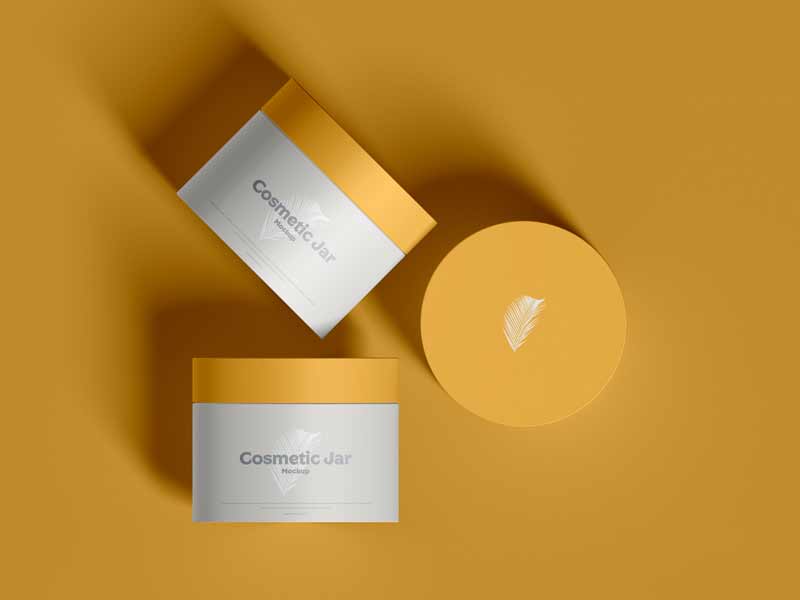 free cosmetic jar package mockup