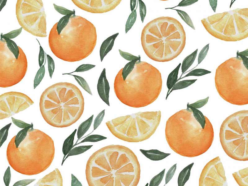 Orange fruit watercolor pattern