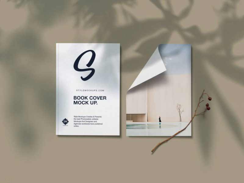 free book with paper mockup