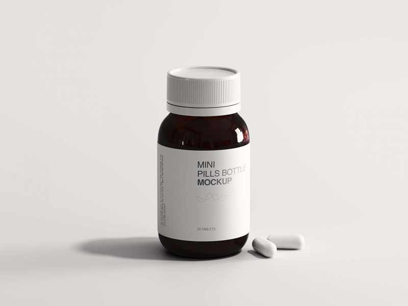 free mini pills bottle mockup