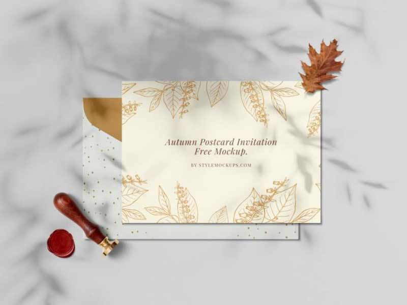 free autumn postcard mockup