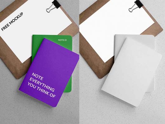 Notebook With Clipboard Mockup