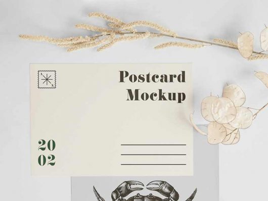 A5 Postcard With Envelope Mockup