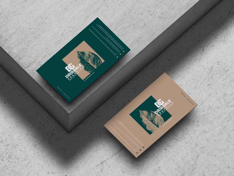 Free business cards on concrete mockup
