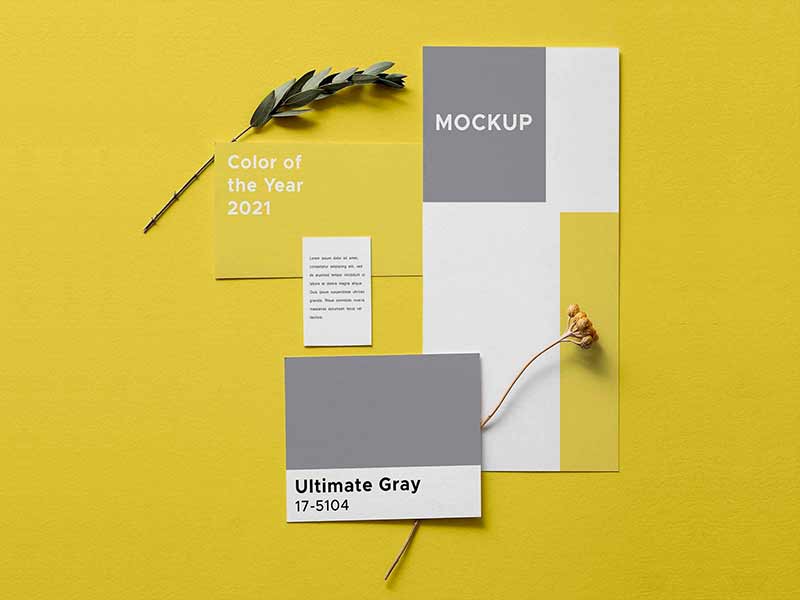illuminating gray and yellow branding mockup