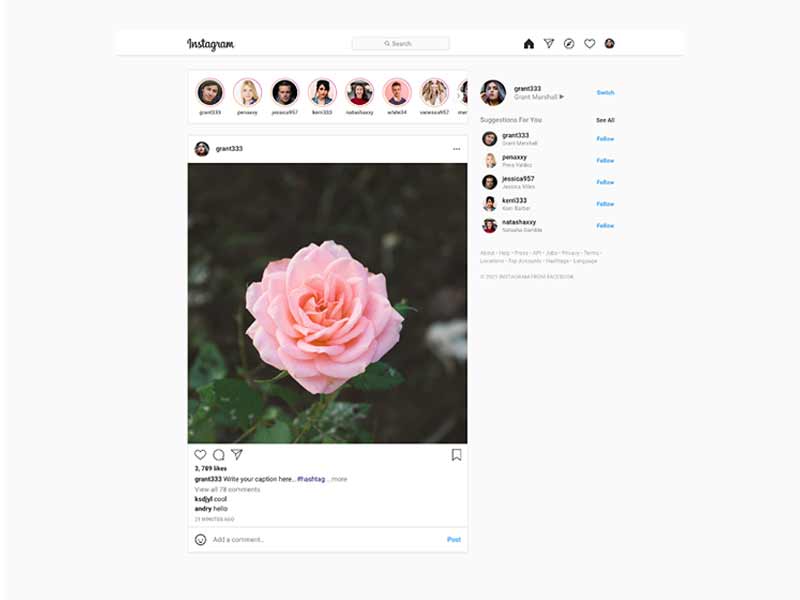 free instagram web page mockup download