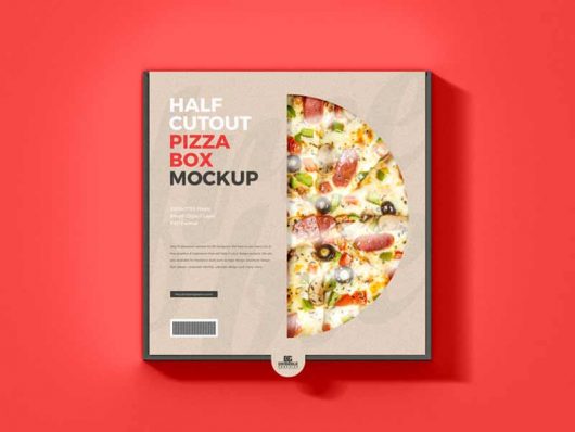Half Cutout Pizza Box Mockup