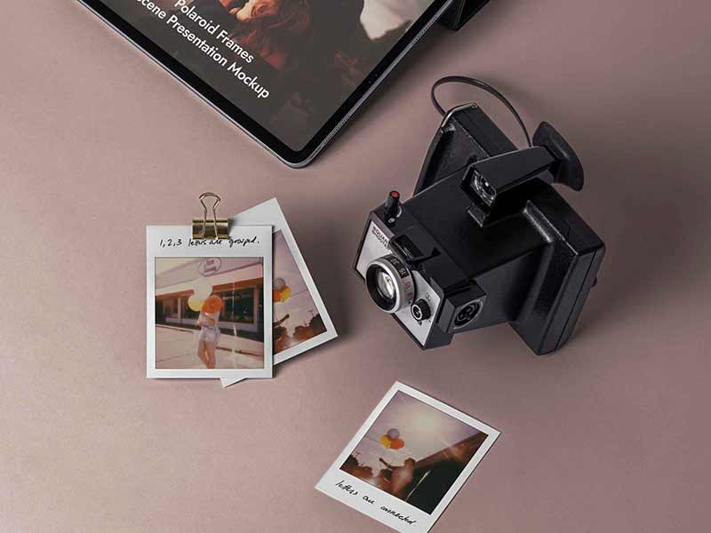 free polaroid frames mockup