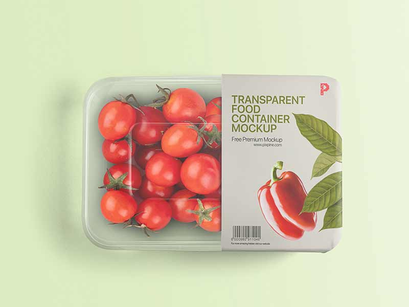free transparent container mockup
