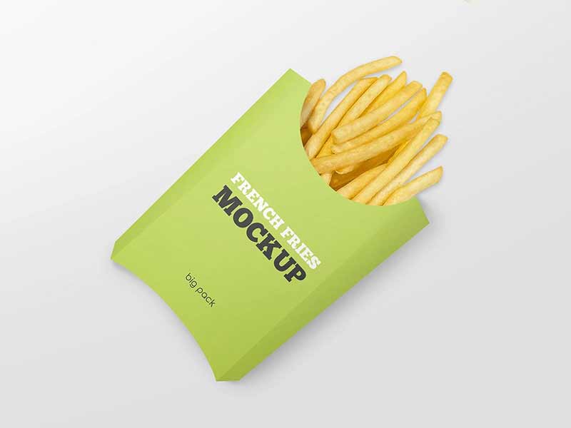 free paper french fries box mockup