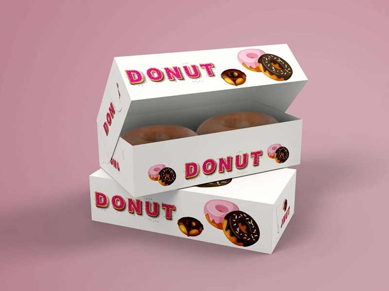 free donuts paper lock box mockup