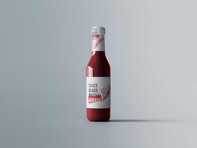 Free sauce glass bottle mockup