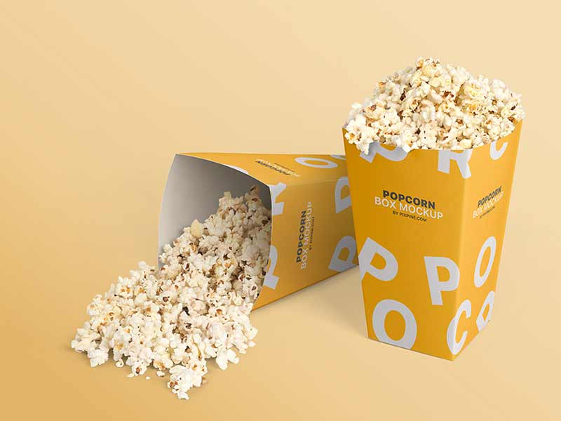 free popcorn box mockup