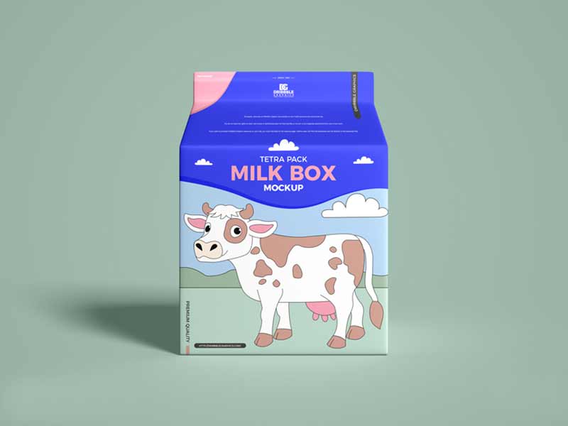 Free milk box mockup