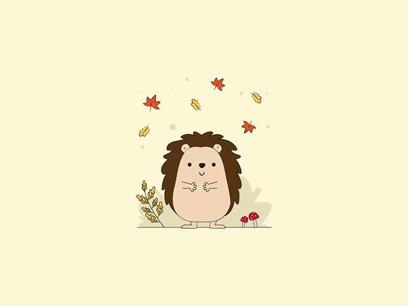 free cute hedgehog fall vector illustration