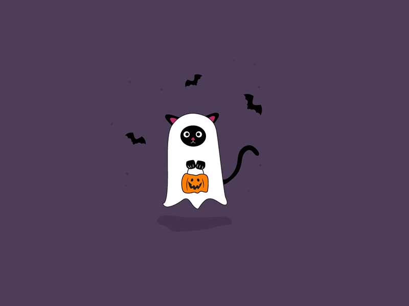 free cute halloween cat ghost vector illustration
