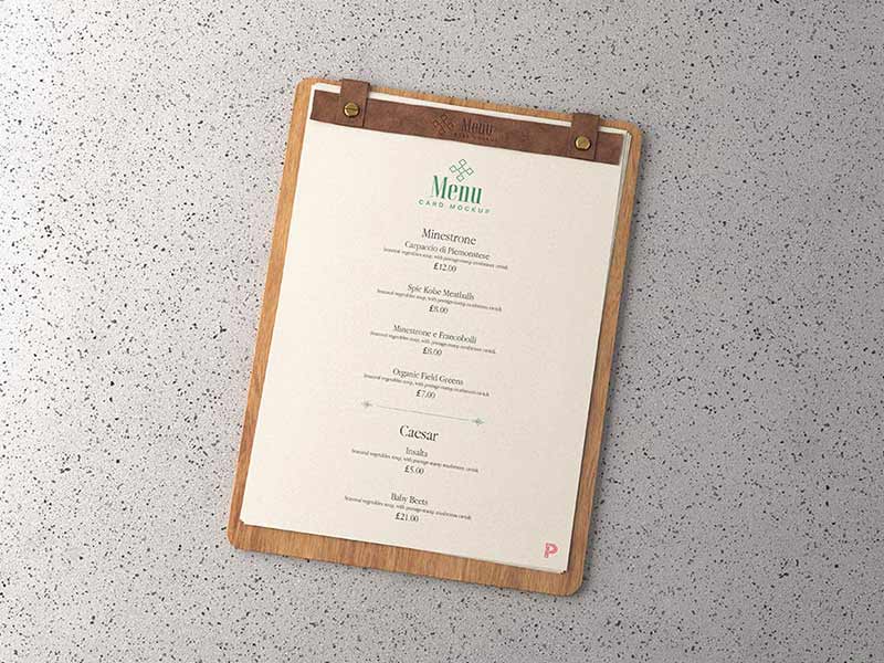 free menu card mockup