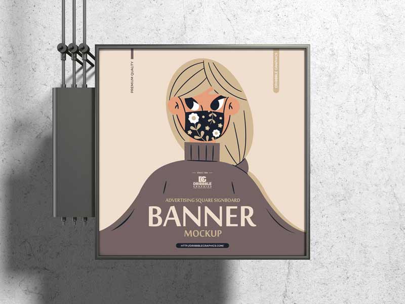 Ffree Square Signboard Banner Mockup