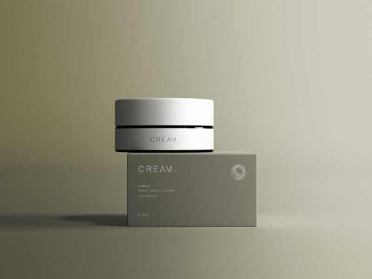 Cream Jar with Box Mockup