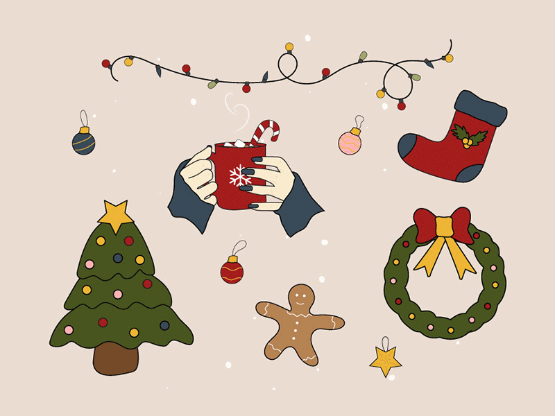 Free christmas elements vector illustrations set