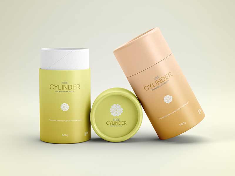 free cylinder packaging mockup